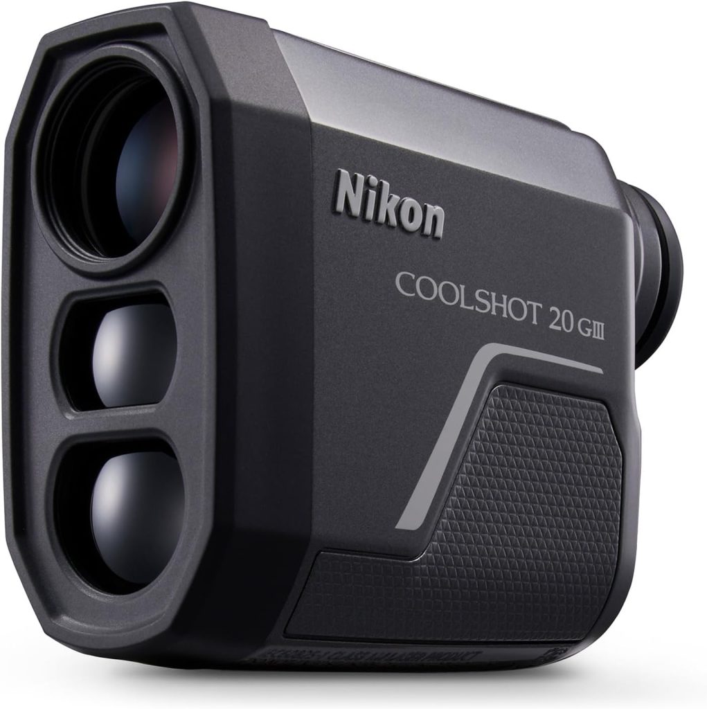 Nikon COOLSHOT Golf Laser Rangefinder - 20i GIII/20 GIII | 6x20 Optics, 800-Yard Range, Rainproof Design, Lightweight, Compact Rangefinder with Slope Compensation, Locked On Quake Nikon COOLSHOT Golf Laser Rangefinder - 20i GIII/20 GIII | 6x20 Optics, 800-Yard Range, Rainproof Design, Lightweight, Compact Rangefinder with Slope Compensation, Locked On Quake