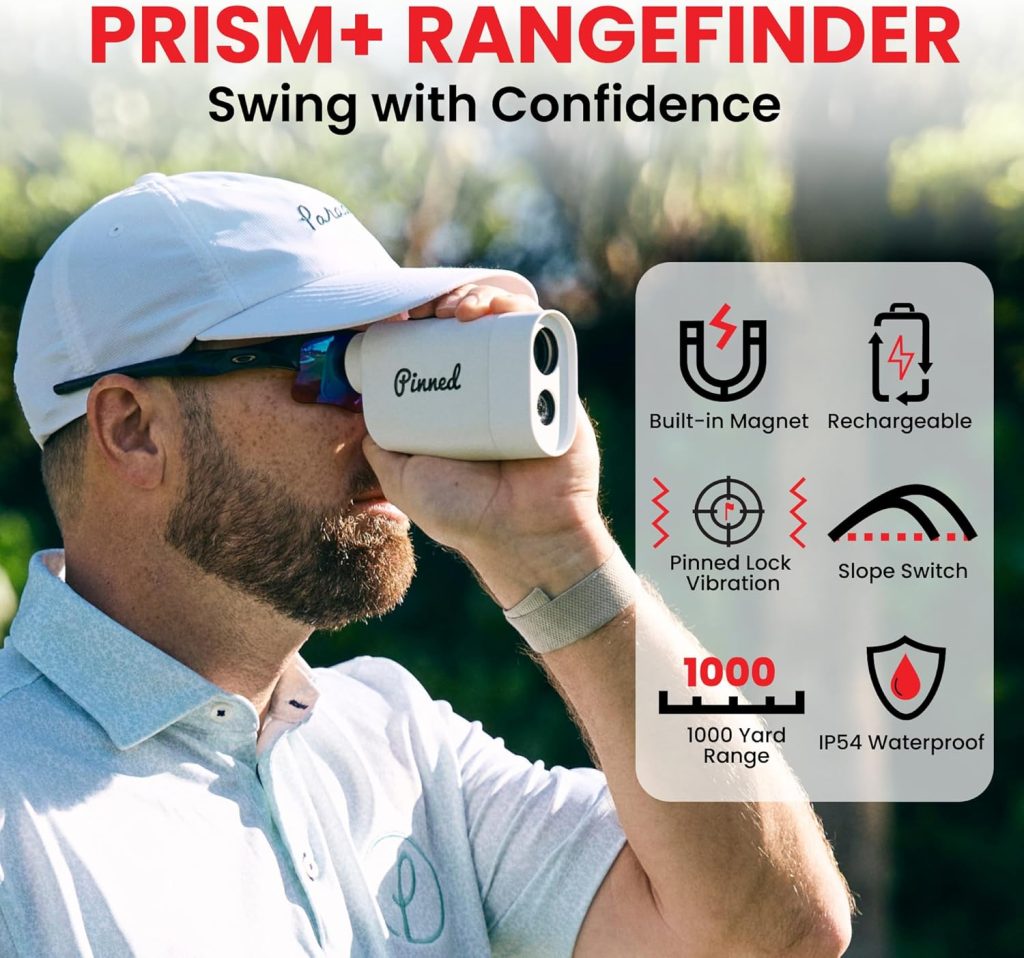 Pinned Prism Slope Golf Rangefinder - Golf Distance Rangefinder with Slope - USB Rechargeable, Pinned Locked Vibration Laser Range Finder - Range Finder Accessories Gift for Men and Women Pinned Prism Slope Golf Rangefinder - Golf Distance Rangefinder with Slope - USB Rechargeable, Pinned Locked Vibration Laser Range Finder - Range Finder Accessories Gift for Men and Women