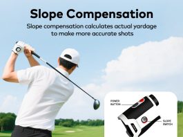 Golf Range Finder with Slope Switch, 1200/1500 Yards Golf Rangefinders, Magnetic Strip Mounts on Cart and Golf Bag, Rechargeable Battery, Pin Lock Vibration, LCD Screen, Golf Accessories for Golfers
