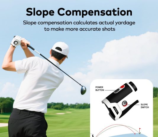 Golf Range Finder with Slope Switch, 1200/1500 Yards Golf Rangefinders, Magnetic Strip Mounts on Cart and Golf Bag, Rechargeable Battery, Pin Lock Vibration, LCD Screen, Golf Accessories for Golfers